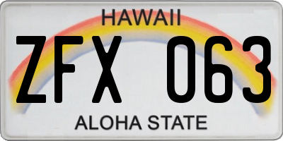 HI license plate ZFX063