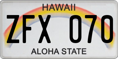 HI license plate ZFX070
