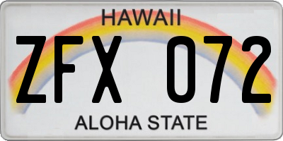 HI license plate ZFX072