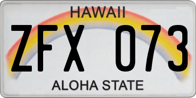 HI license plate ZFX073