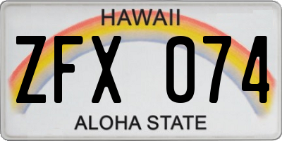 HI license plate ZFX074
