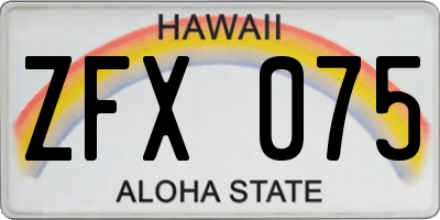 HI license plate ZFX075