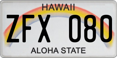 HI license plate ZFX080