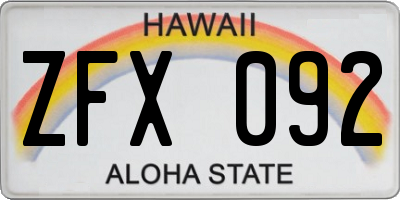 HI license plate ZFX092