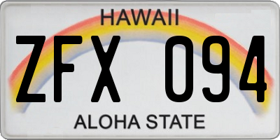 HI license plate ZFX094