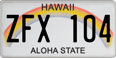HI license plate ZFX104
