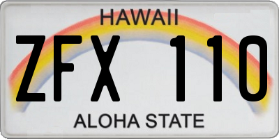 HI license plate ZFX110