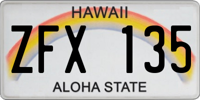 HI license plate ZFX135
