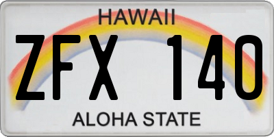 HI license plate ZFX140