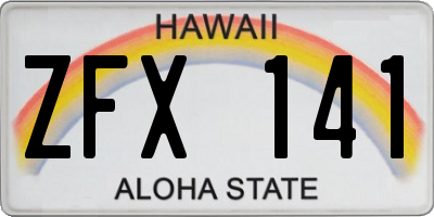 HI license plate ZFX141