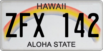 HI license plate ZFX142