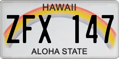 HI license plate ZFX147