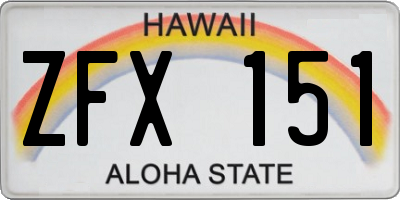 HI license plate ZFX151