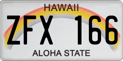 HI license plate ZFX166