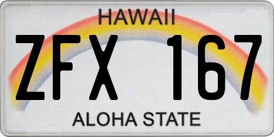 HI license plate ZFX167