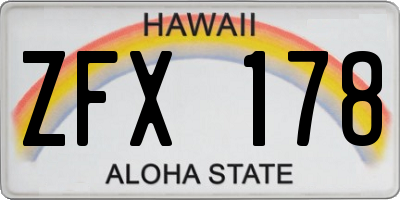 HI license plate ZFX178