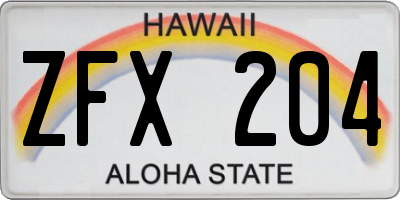 HI license plate ZFX204
