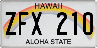 HI license plate ZFX210