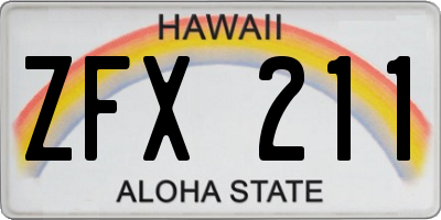 HI license plate ZFX211