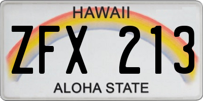 HI license plate ZFX213