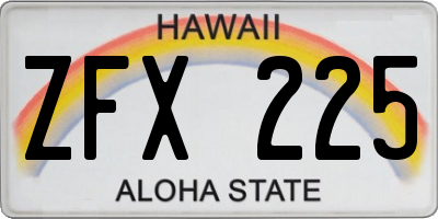 HI license plate ZFX225