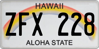 HI license plate ZFX228