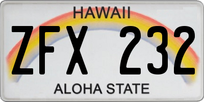 HI license plate ZFX232