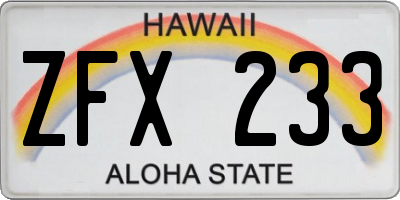 HI license plate ZFX233
