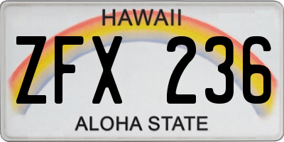HI license plate ZFX236