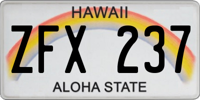 HI license plate ZFX237