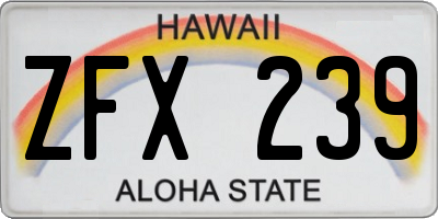 HI license plate ZFX239