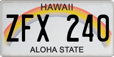 HI license plate ZFX240