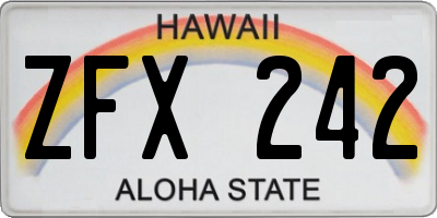 HI license plate ZFX242