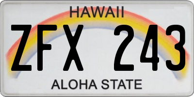 HI license plate ZFX243