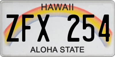 HI license plate ZFX254