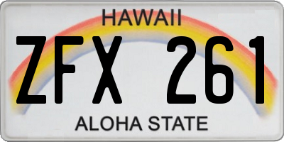 HI license plate ZFX261