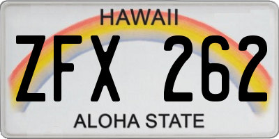 HI license plate ZFX262