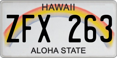 HI license plate ZFX263