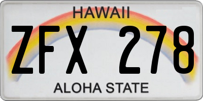 HI license plate ZFX278