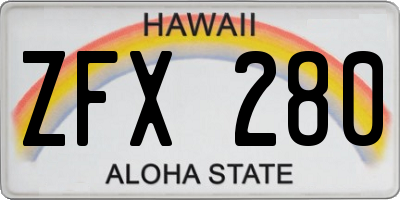 HI license plate ZFX280