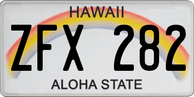 HI license plate ZFX282