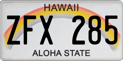 HI license plate ZFX285