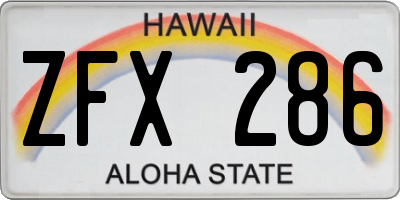 HI license plate ZFX286