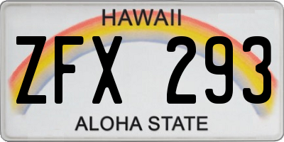 HI license plate ZFX293