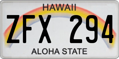 HI license plate ZFX294