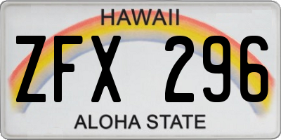HI license plate ZFX296