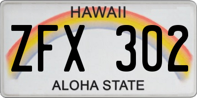 HI license plate ZFX302