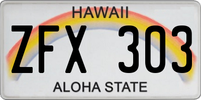 HI license plate ZFX303