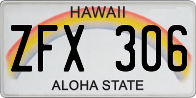 HI license plate ZFX306