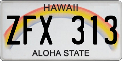 HI license plate ZFX313